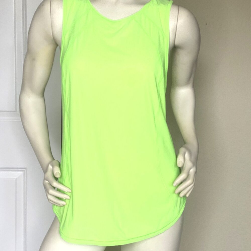 LULULEMON SCULPT TANK BACK VENT TOP NEON LIME SIZE: S